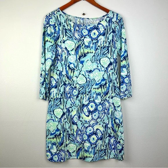 Lilly Pulitzer pima cotton 3/4 sleeve Marlowe dress Women's size S indigo sunset - Picture 3 of 14